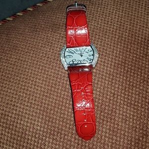 Genuine Red leather Chicos crystal face watch
